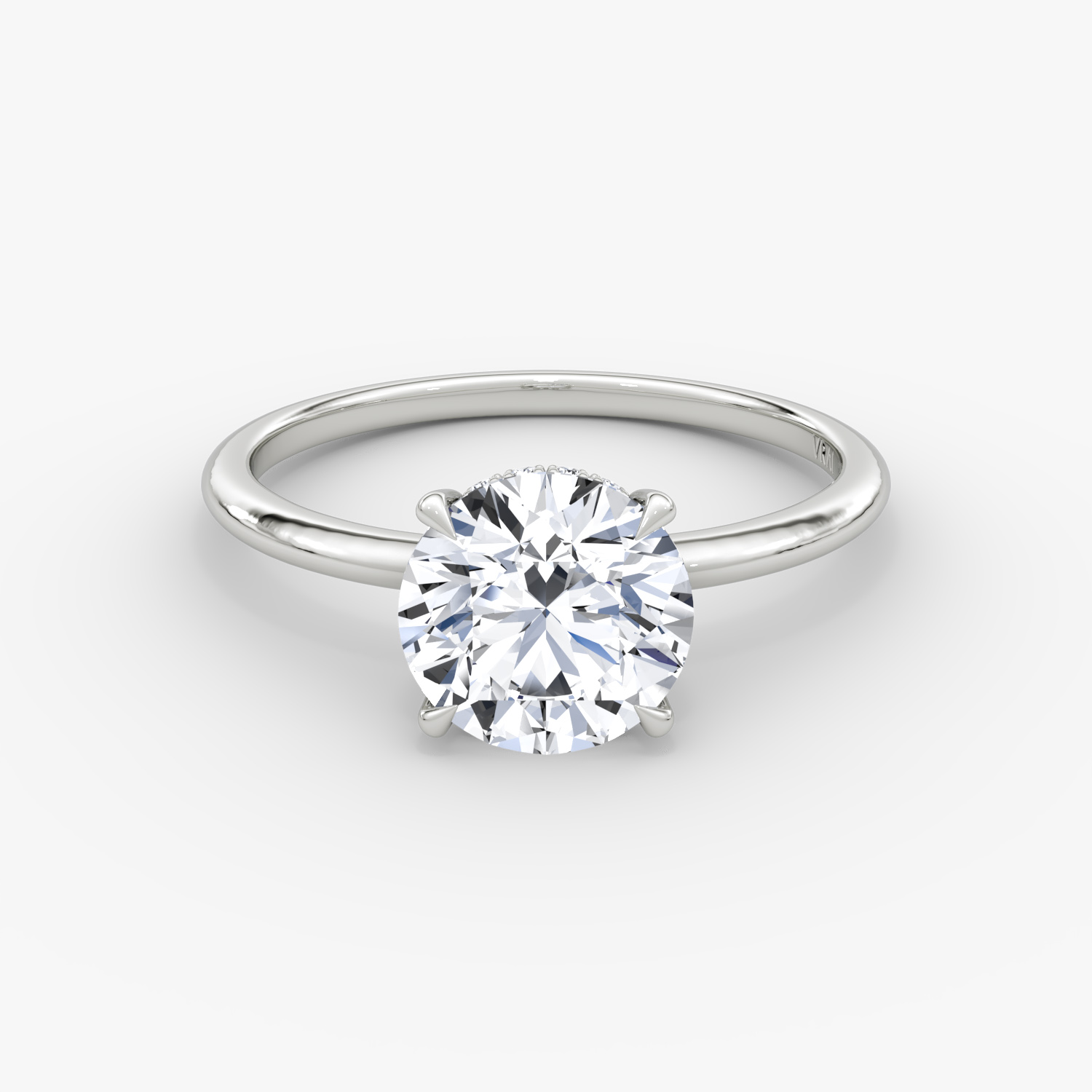 Center stone detail on a custom engagement ring